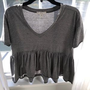 grey flowy v neck top